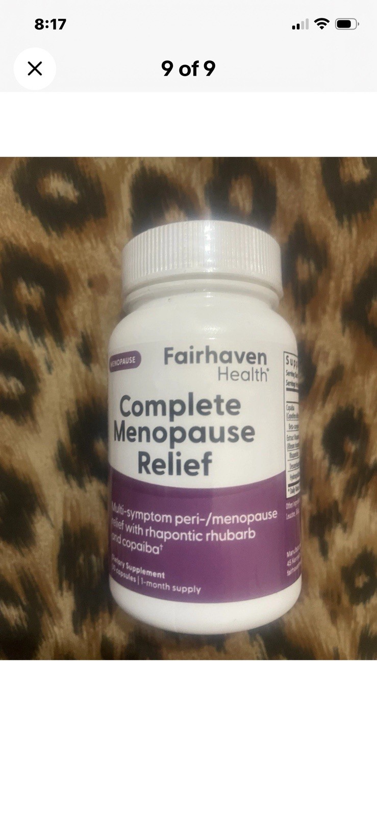 Fairhaven Health Menopause Relief Capsules Rhapontic Rhubarb Copaiba 30