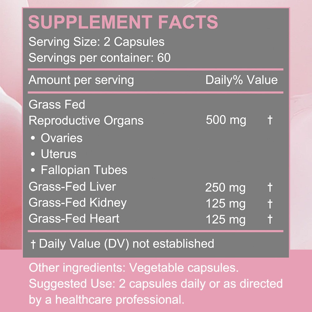 Grass-Fed Beef Organ Supplement for Women – Liver & Overall Health 30~120 Caps