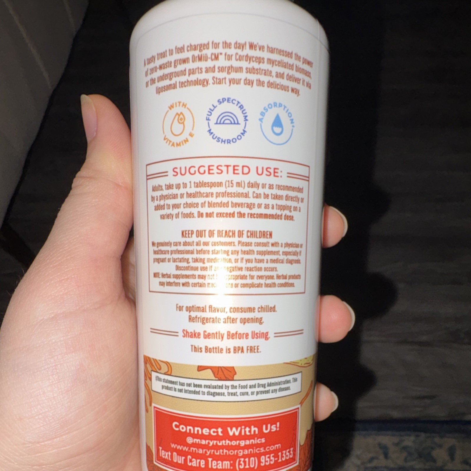 MaryRuth’s Organic Liposomal Cordyceps Liquid Maple Spice 7.6 fl oz Exp 10/2026
