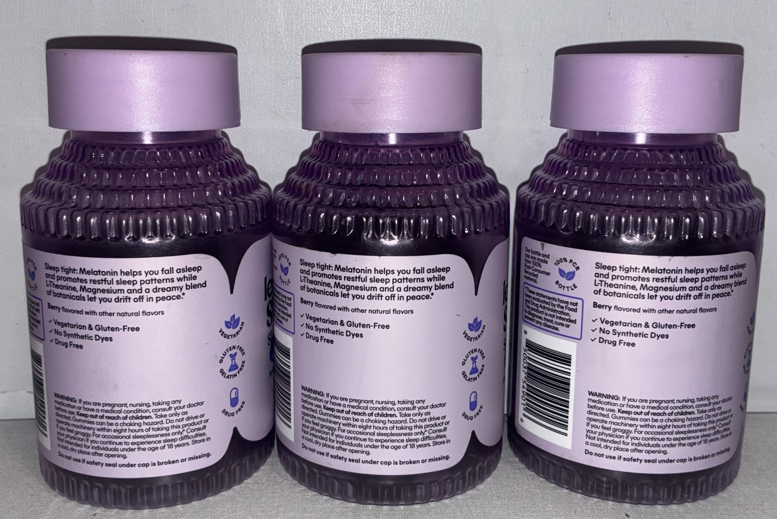 Lot Of 3-LEMME SLEEP SLEEP TIGHT GUMMIES Melatonin Magnesium 60 Ct Each