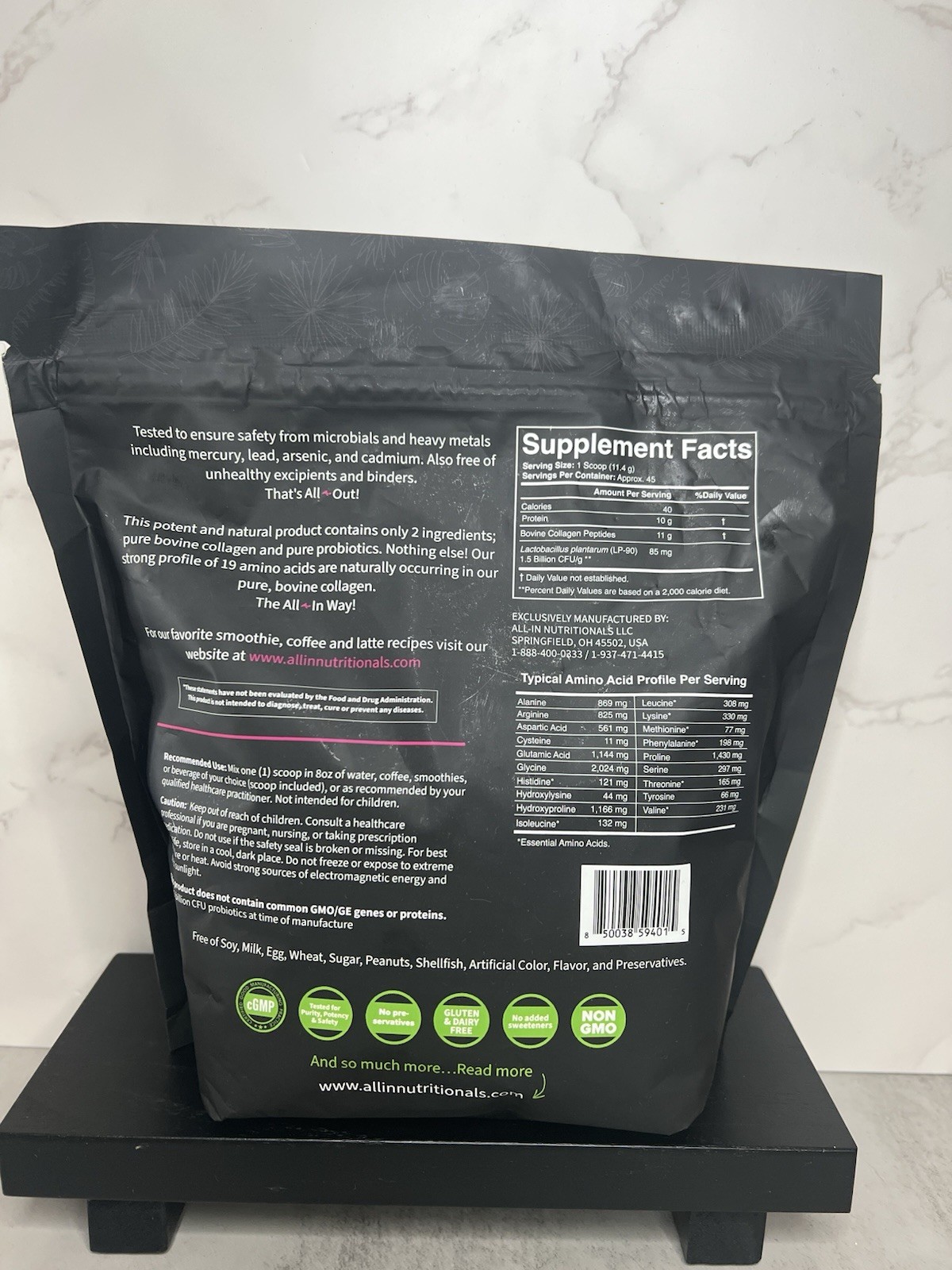 All-In Nutritionals Pure Collagen Plus Unflavored Gluten-Free 18.1 oz