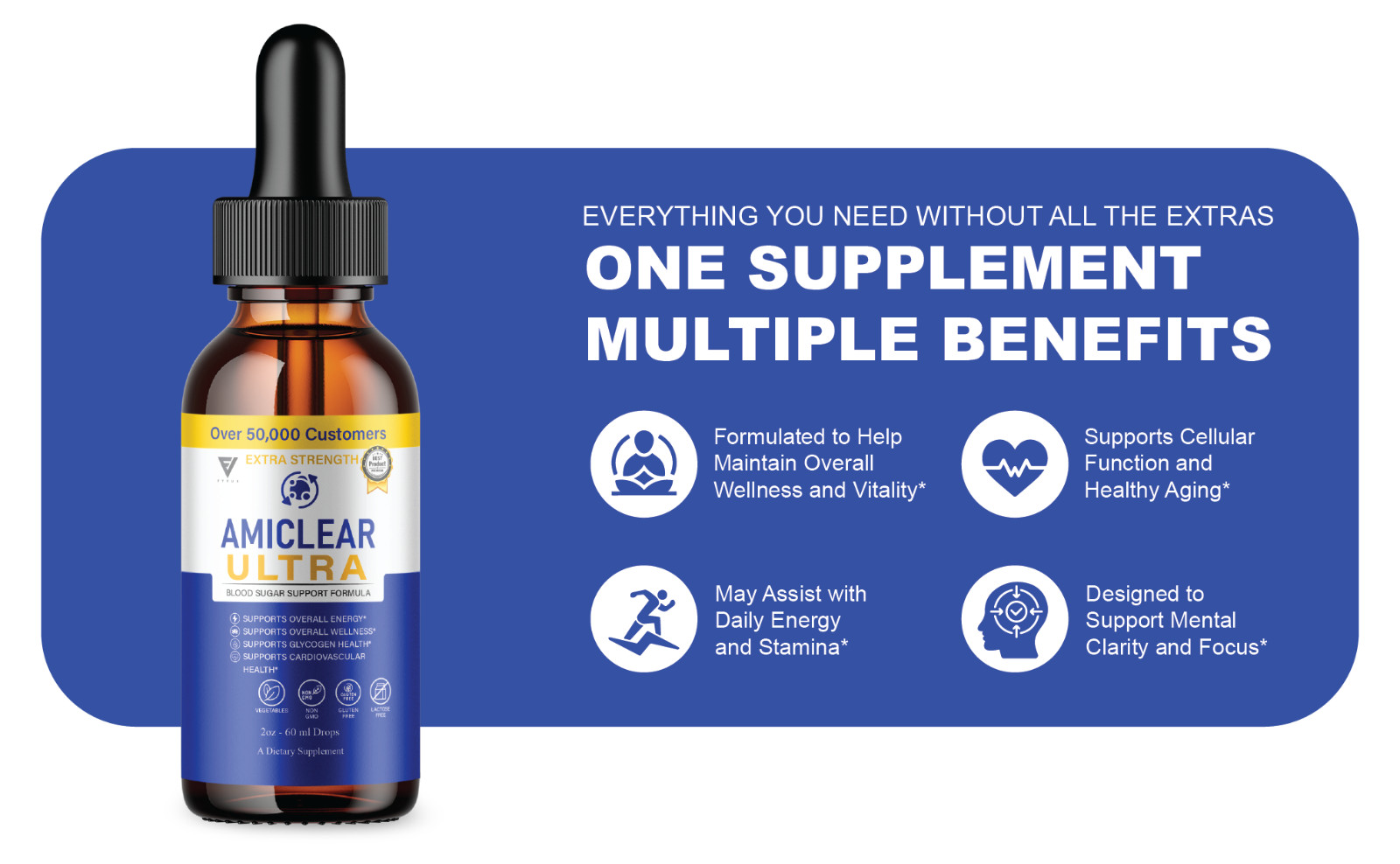(5 Pack) AmiClear Ultra Blood Sugar Support, Ami Clear Drops (10oz)