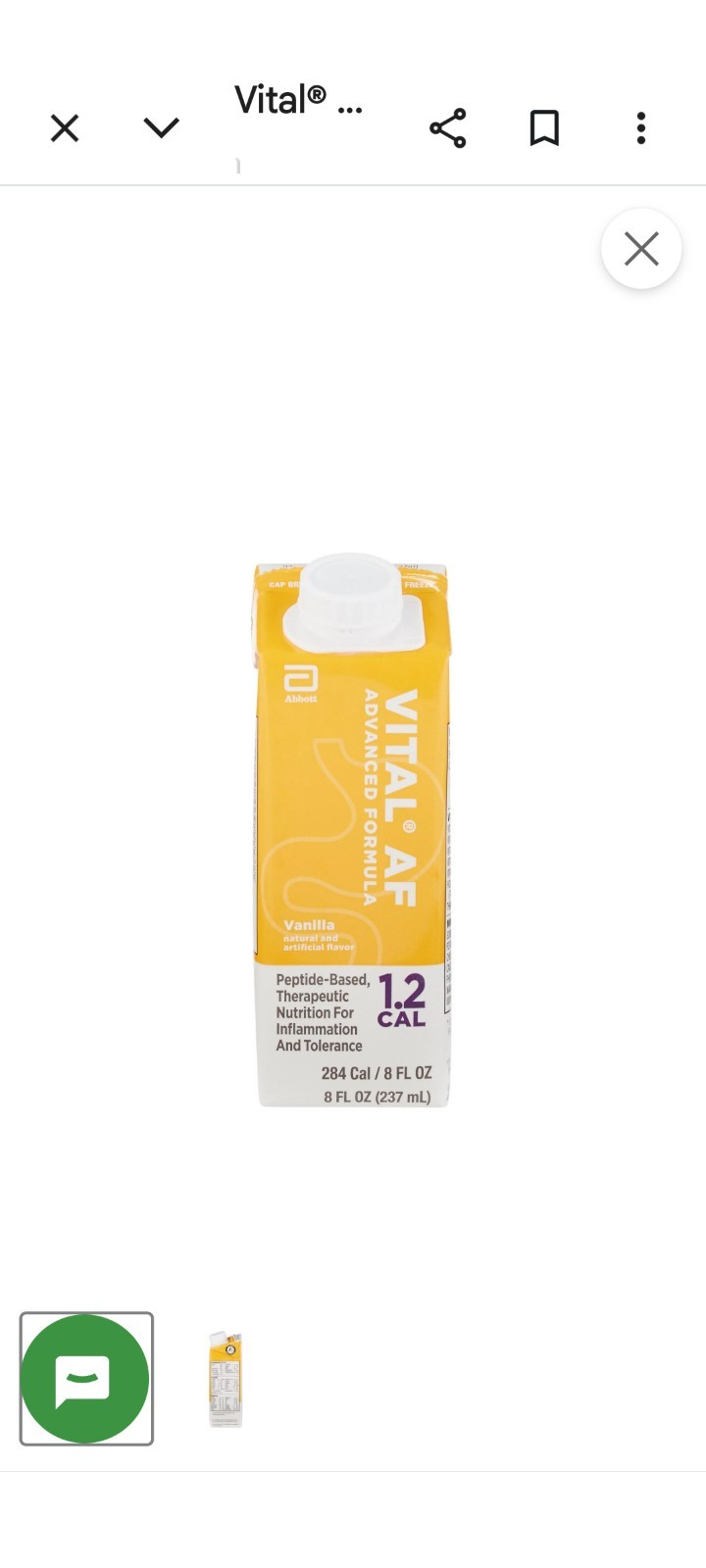 Vital AF 1.2 Cal Vanilla Flavor 8 oz. Carton – Case of 24
