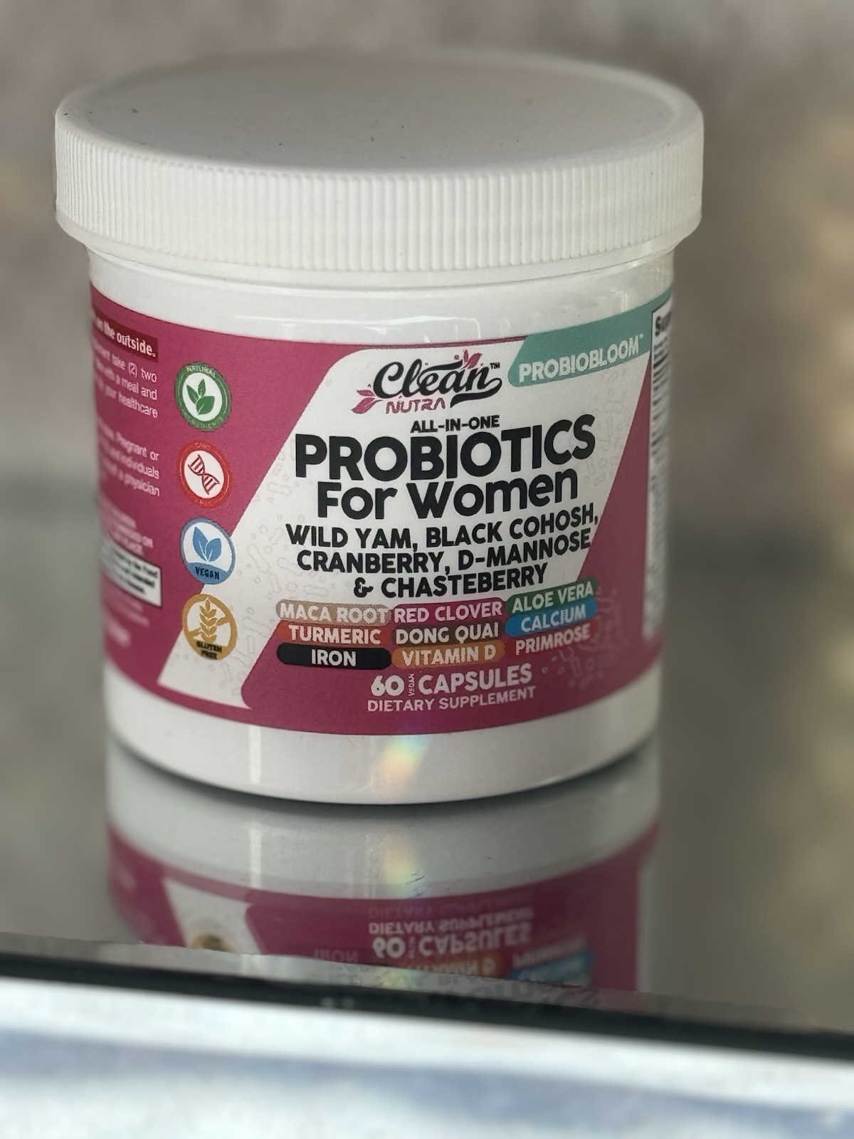 Clean Nutra Probiotic Capsules Women 60 Ct Wild Yam Black Cohosh Cranberry