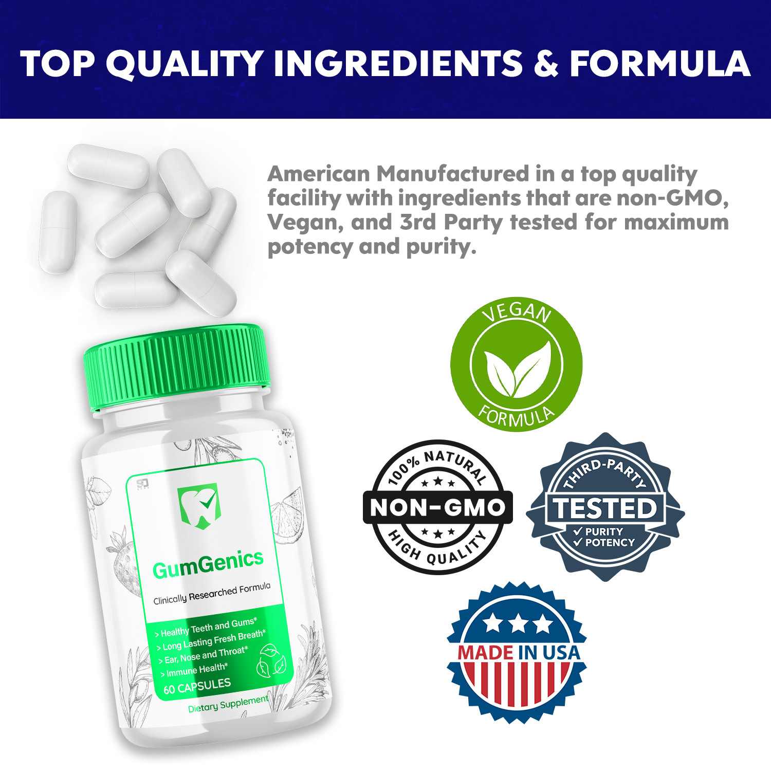 (3 Pack) Gum Genics Oral Probiotic – Support Healthy Teeth & Gums – 180 Capsules