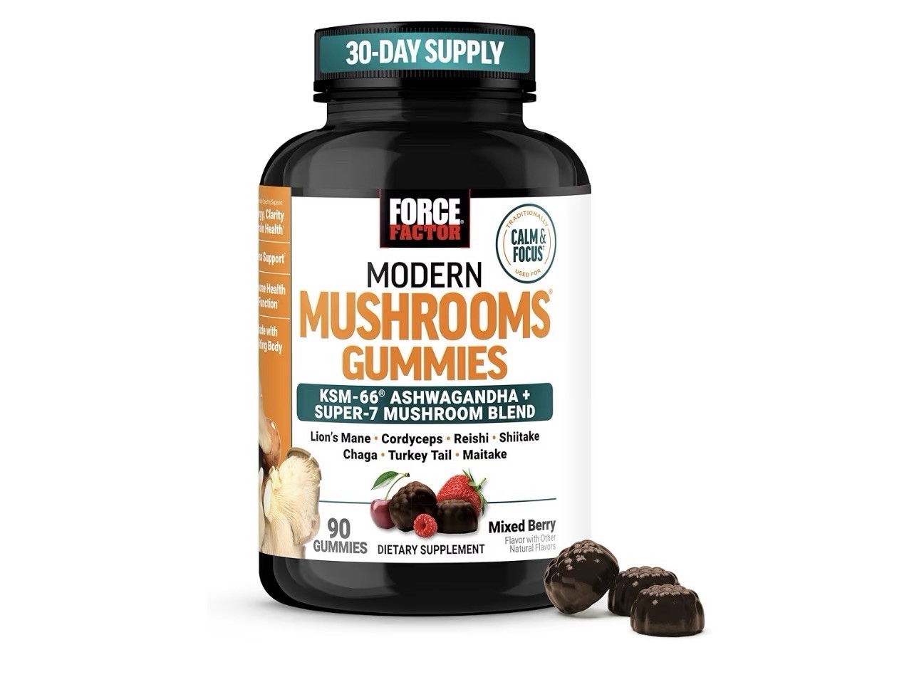 Force Factor Modern Mushrooms Gummies Mixed Berry 90 Count Calm Focus
