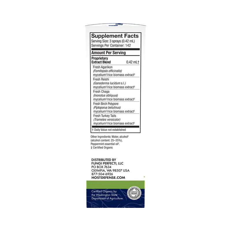 Host Defense Spray Peppermint 2 oz – Immune Support Travel Size, Chaga, Reishi
