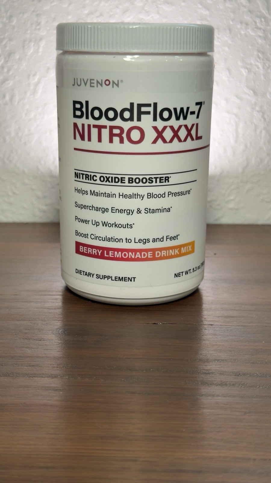 Juvenon BloodFlow-7 Nitro XXXL Nitric Oxide Booster Powder Berry Lemonade 5.3oz