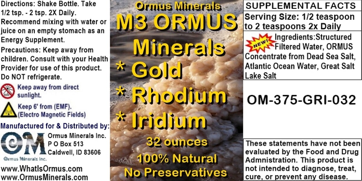 M3 Ormus Minerals Ormus Mental Health Immunity Skin Electrolytes Energy 32oz