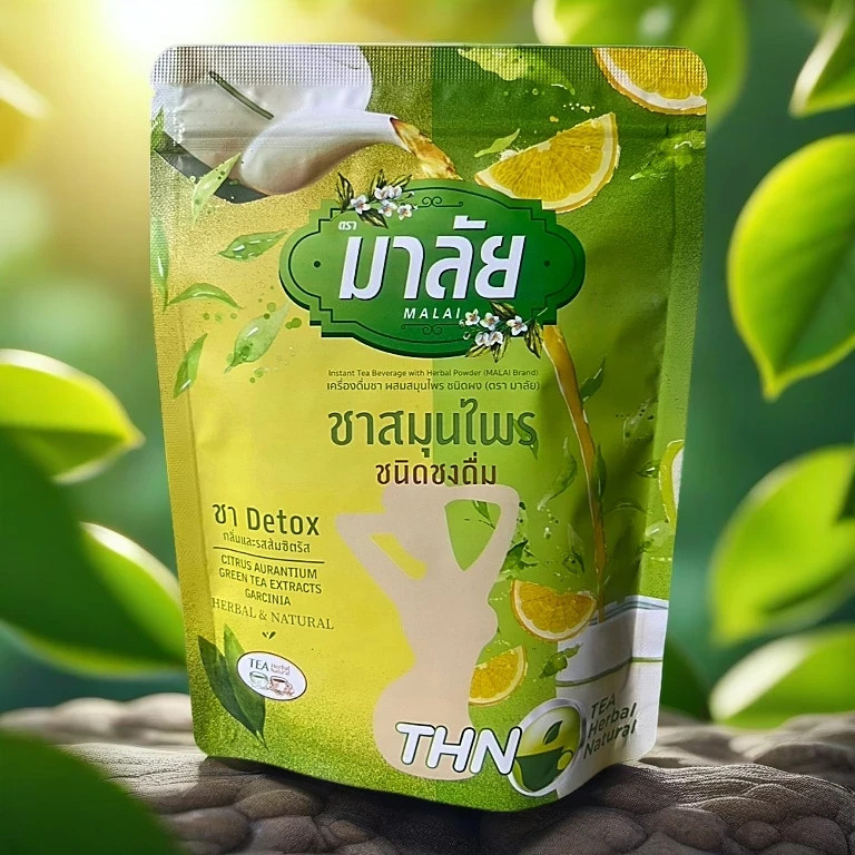 3X Malai Brand Instant Herbal Tea Powder Citrus Flavor Natural Digestive Wellnes