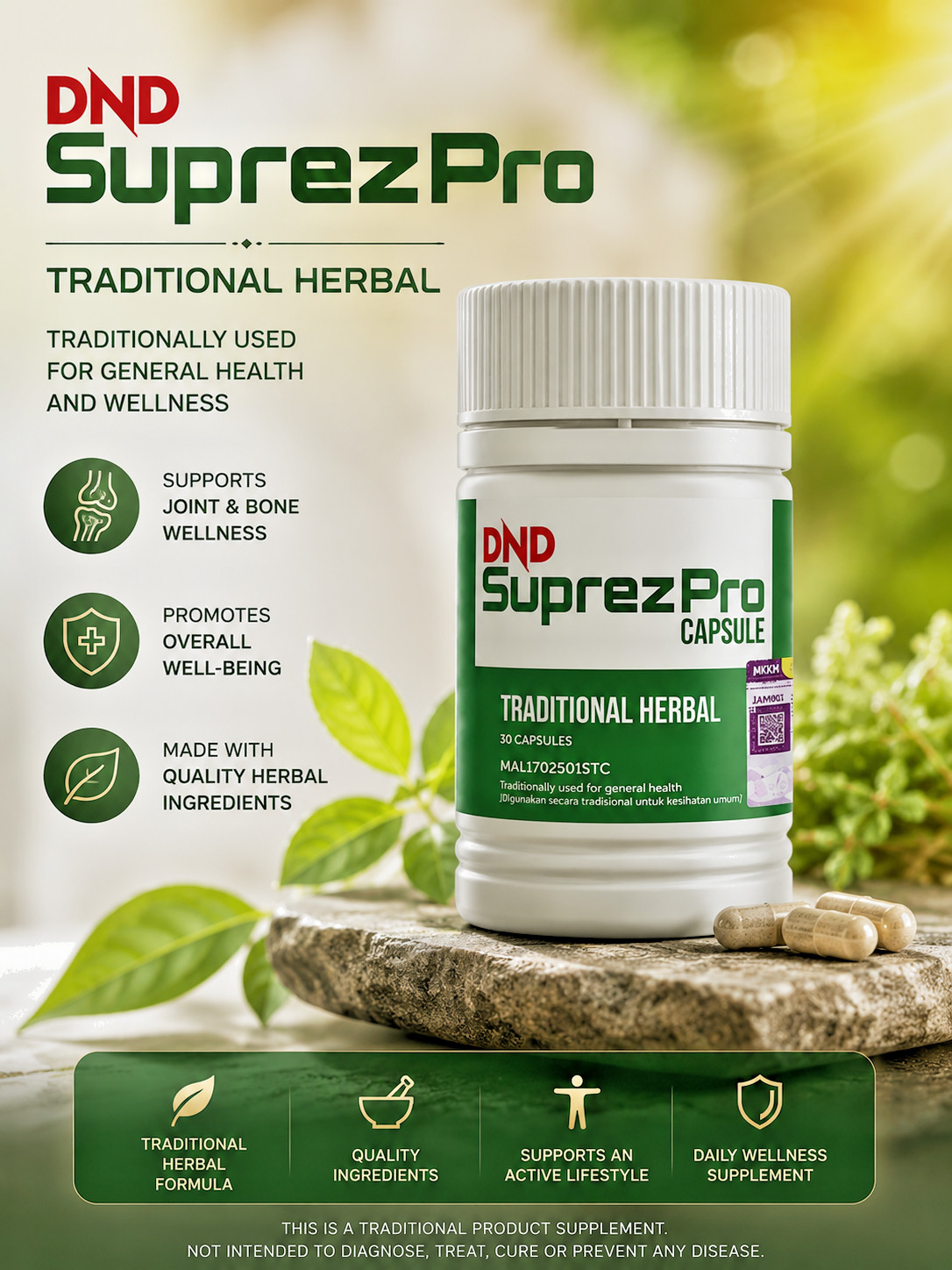 DND Suprez Pro Herbal Dietary Supplement Healthy Joint Bone Support Capsules x 3