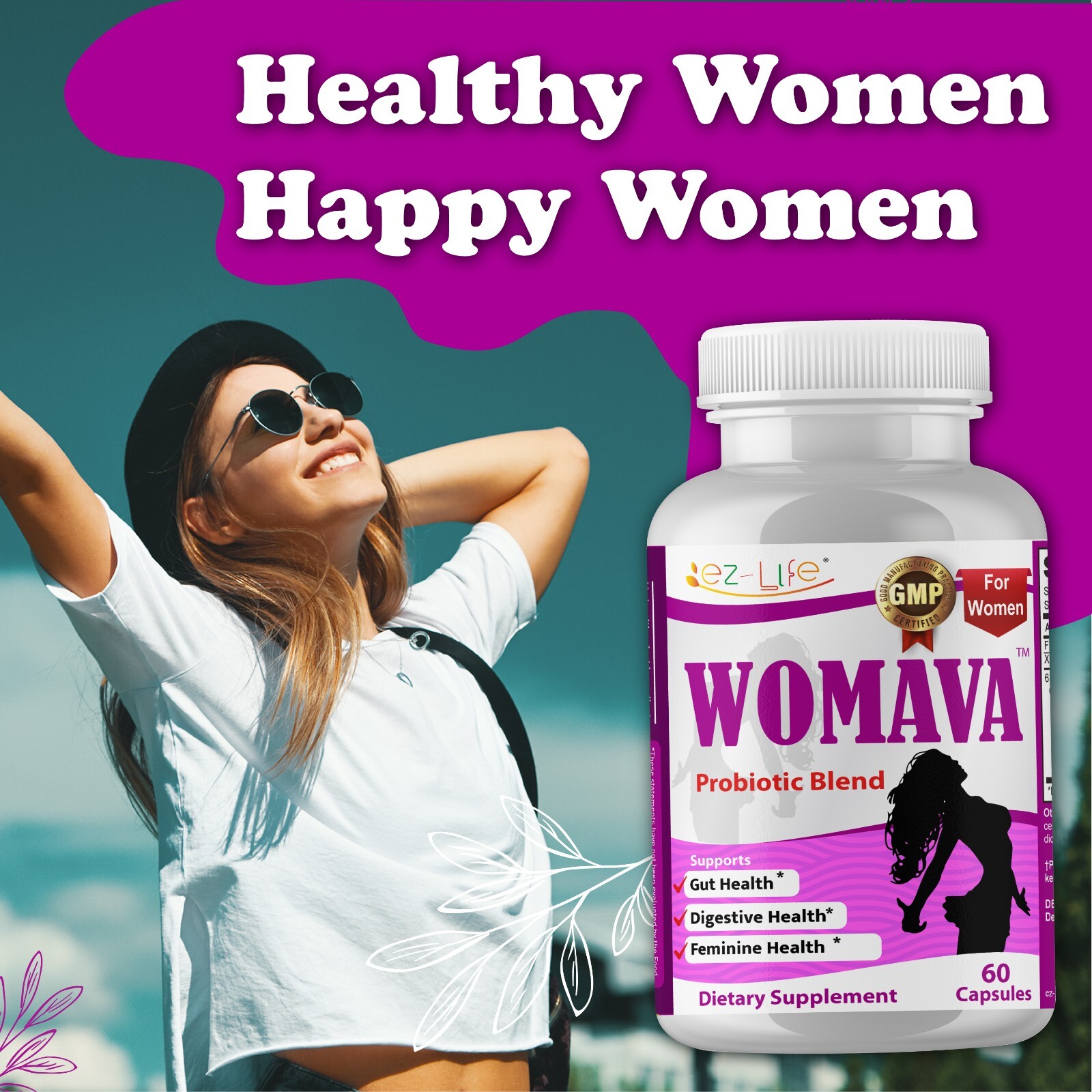 Vaginal Probiotics for Women pH Balance for Digestive Health, Immune 60 Caps