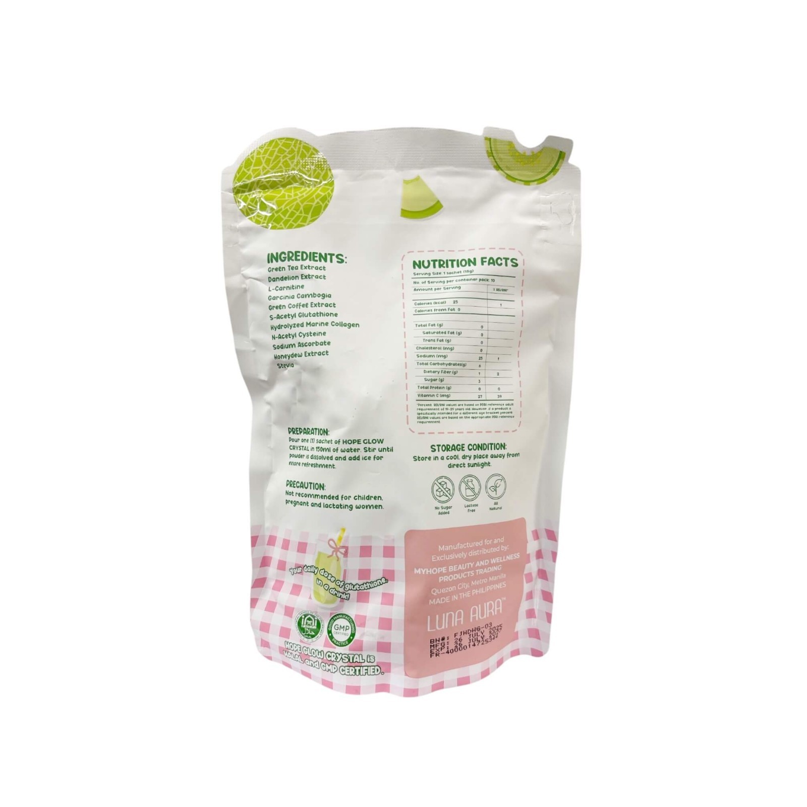 LUNA AURA HOPE GLOW Crystal Honeydew Green Tea & Dandelion – 10 Sachets