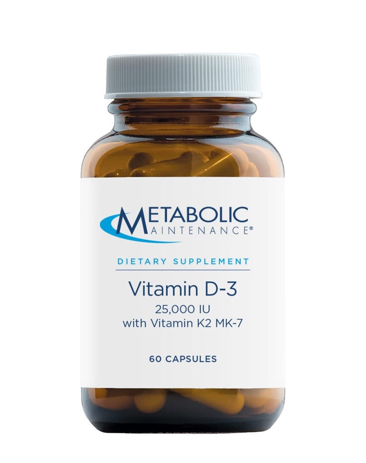 Metabolic Maintenance-Vitamin D3 25000 IU w/Vitamin K2 as Mk7 60 Caps Exp 08/26