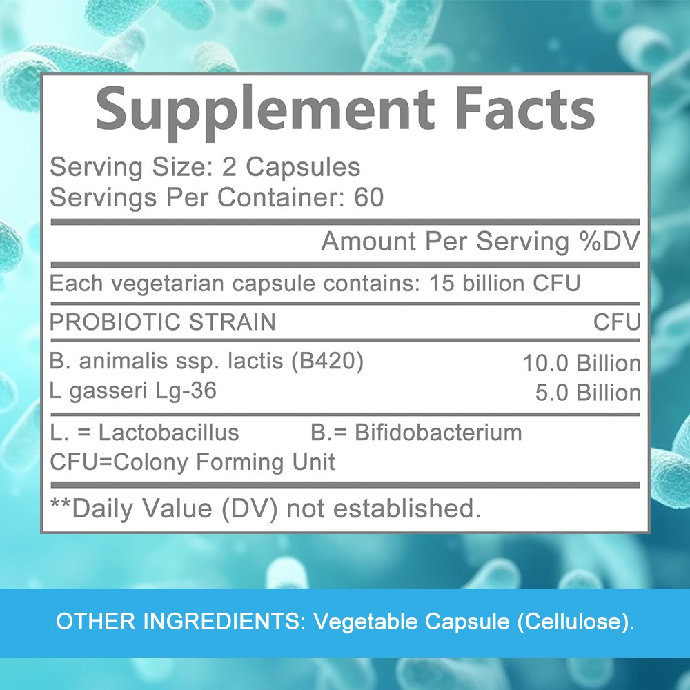 B420 Probiotic Supplement-15 Billion CFU Weight Management&Gut Health 30~120Caps