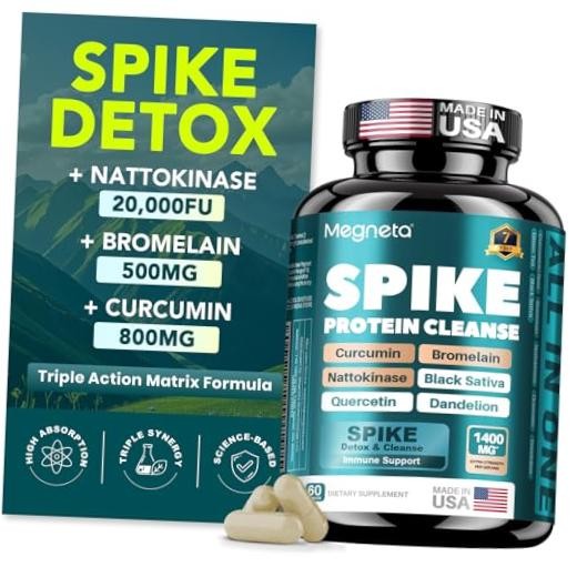 Spike Support – Nattokinase 20,000 FU/g, Bromelain 500mg & 60 Count (Pack of 1)