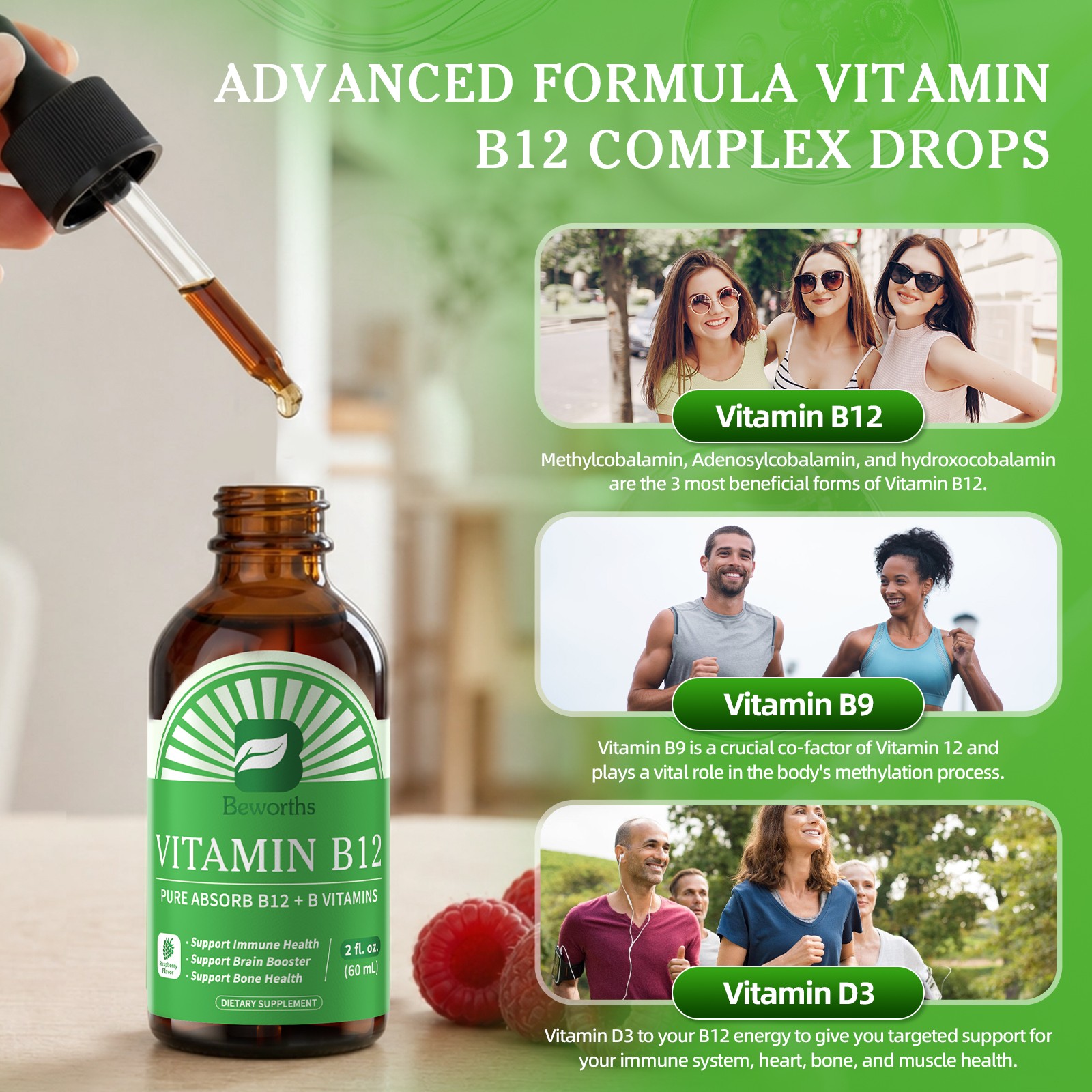 Extra Strength Vitamin B12 Liquid Vit B 12 Drops Energy Booster Methylcobalamin