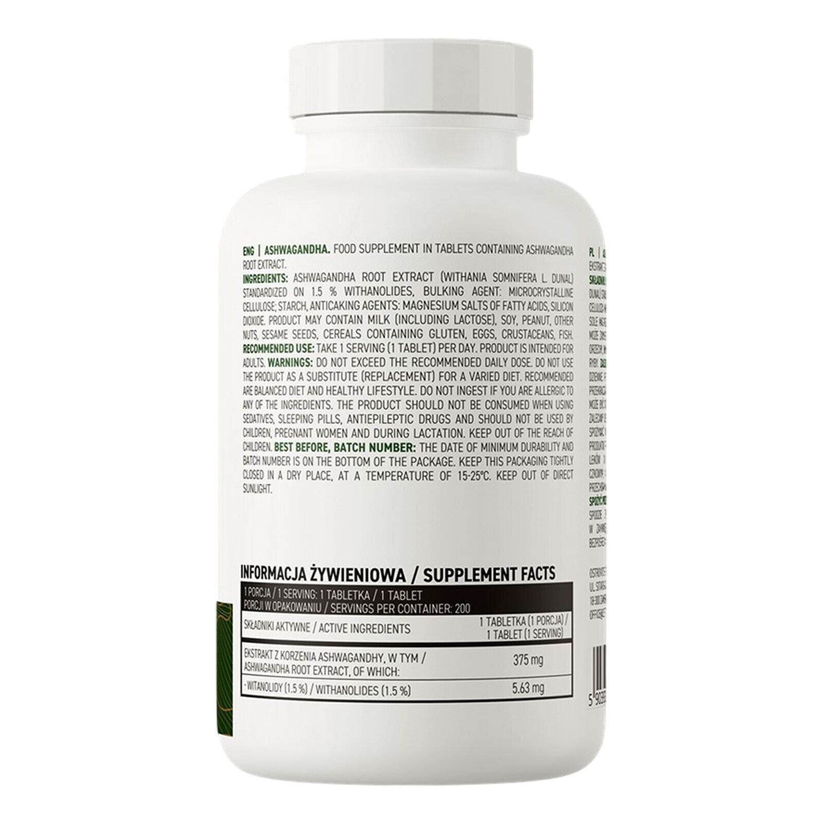 ASHWAGANDHA 200 Vege Tablets- Help lower cortisol levels and promotes relaxation