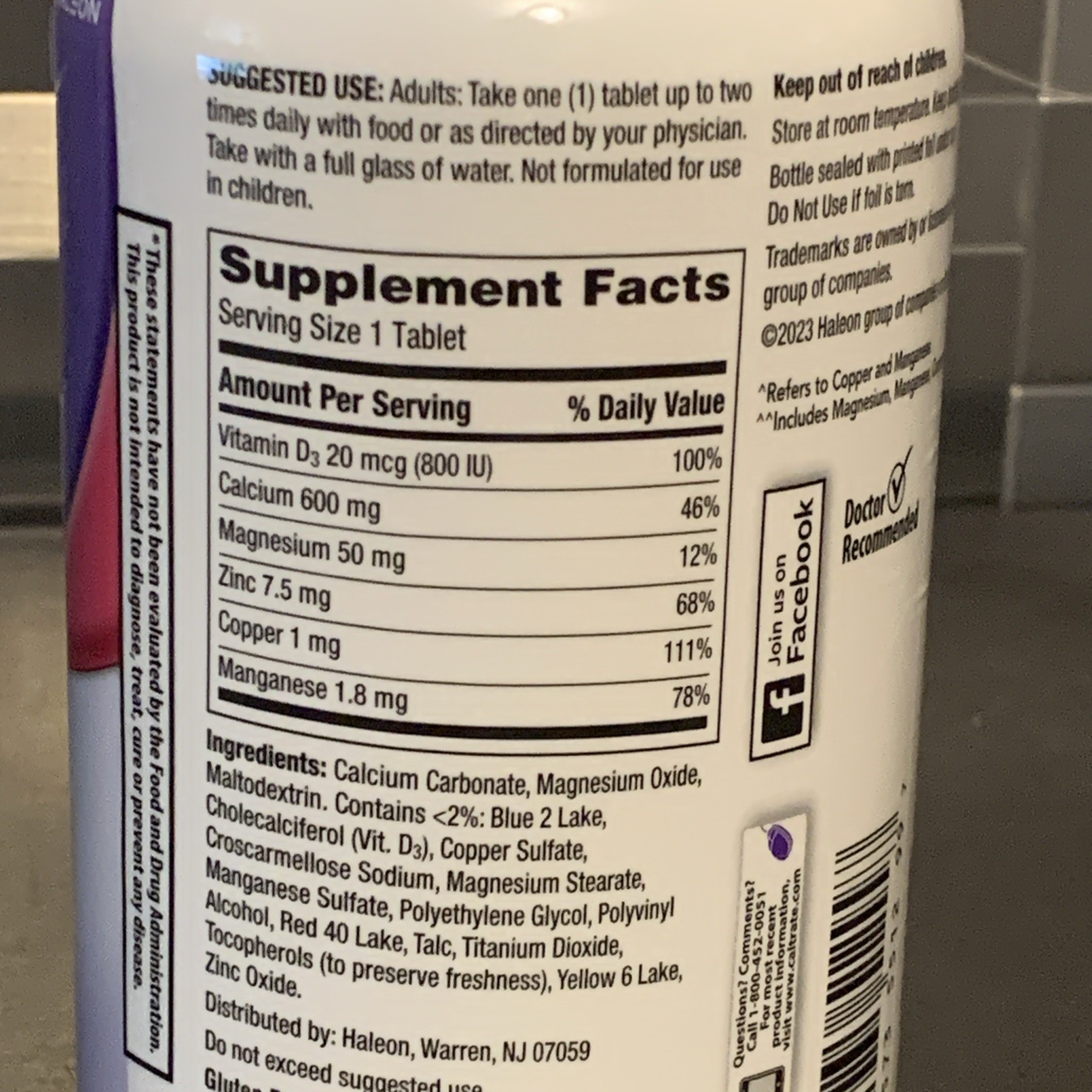Caltrate Calcium 600+D3 Plus Minerals 320 Tablets Exp 12/27
