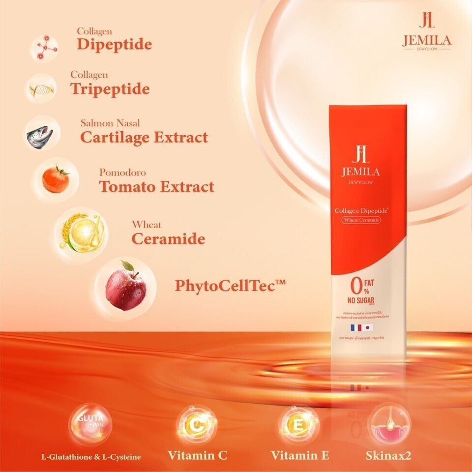 6x JEMILA DEWYGLOW Collagen Dipeptide Powder Wrinkles Skin Anti-aging No Sugar