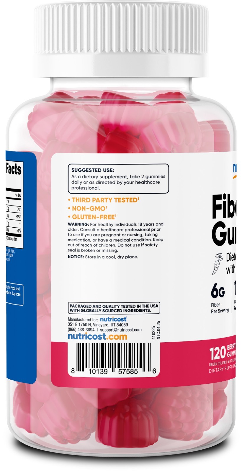 Nutricost Fiber Gummies (Berry Flavored) 120 Gummies – Dietary Fiber Supplement