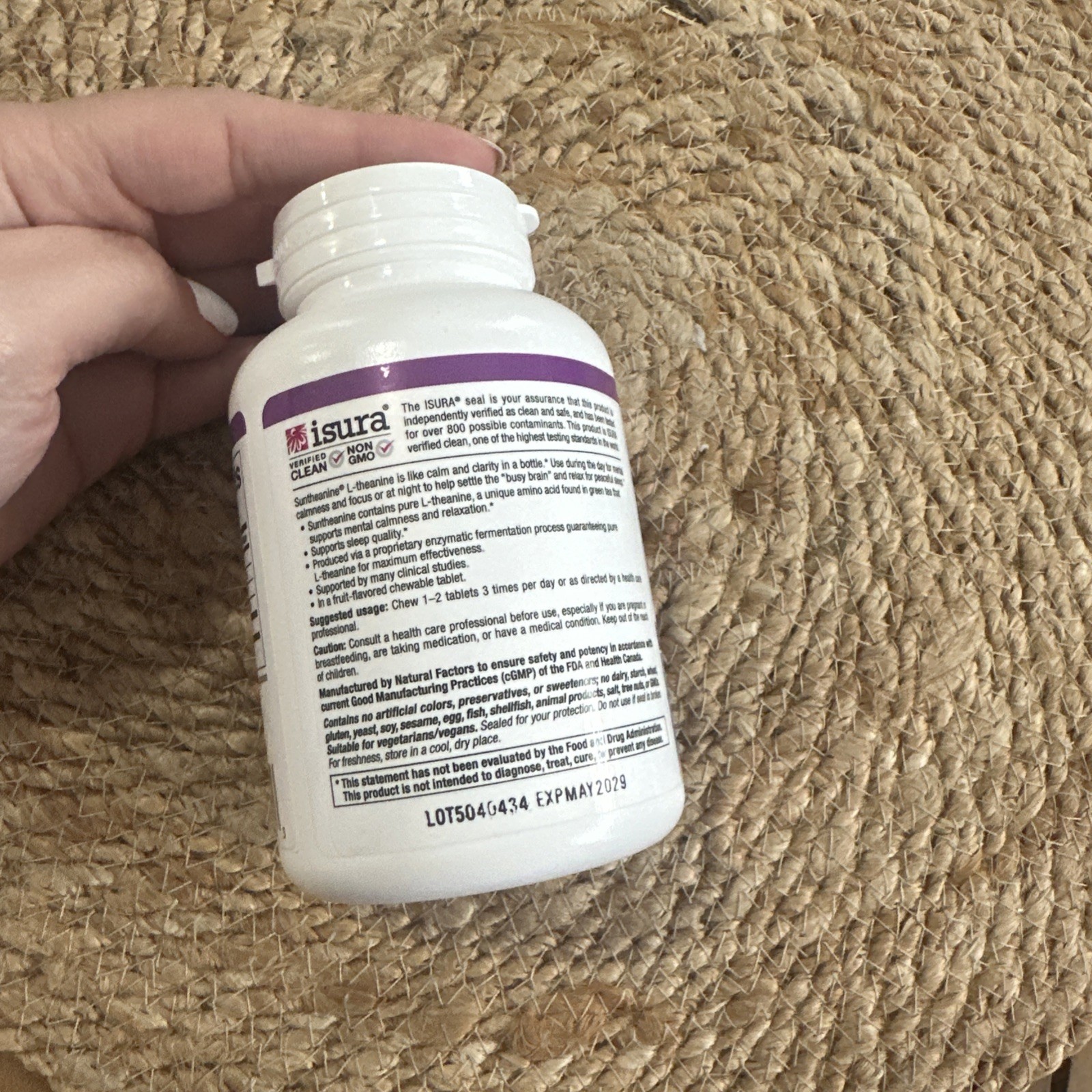 Natural Factors Stress-Relax Suntheanine L-Theanine 100 mg 60 Chewable Tabs