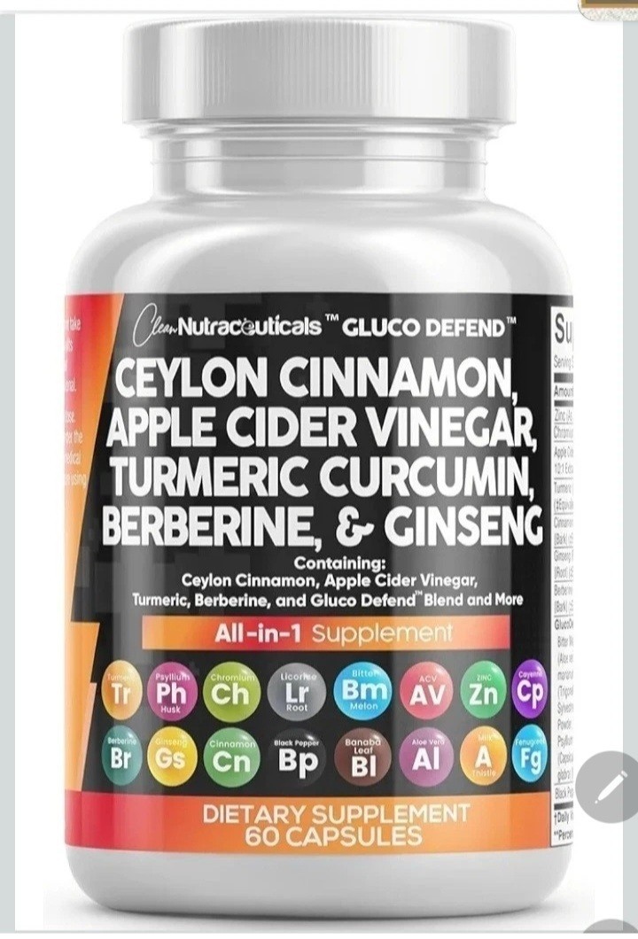 Clean Nutraceuticals Ceylon Cinnamon Apple Cider Turmeric Berberine Ginseng 60ct
