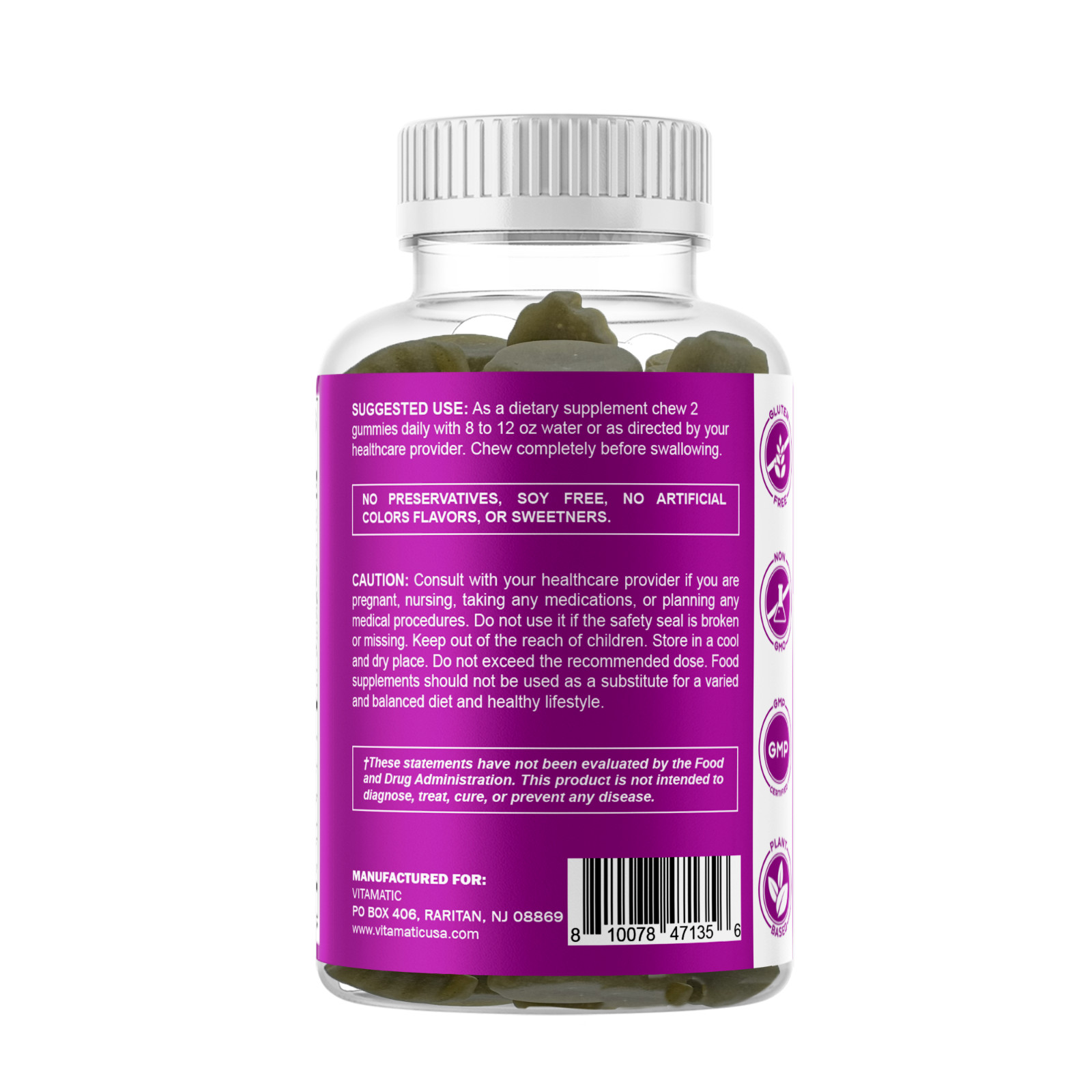 2 Pack Vitamatic Vegan Thyroid Support Gummies with Iodine & Kelp – 60 Count