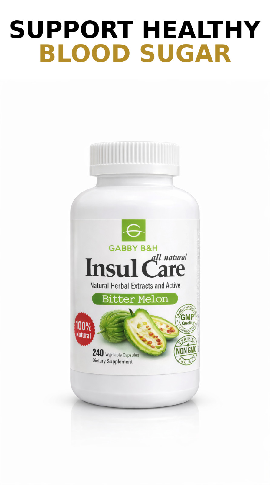 Insul Care Bitter Melon 500mg 240 Capsules Blood Sugar Support 10X Concentrated