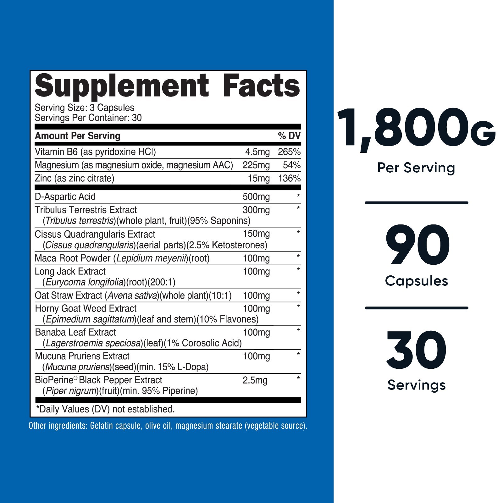 Nutricost T-Level Complex (90 Caps) – Gluten Free, Non-GMO