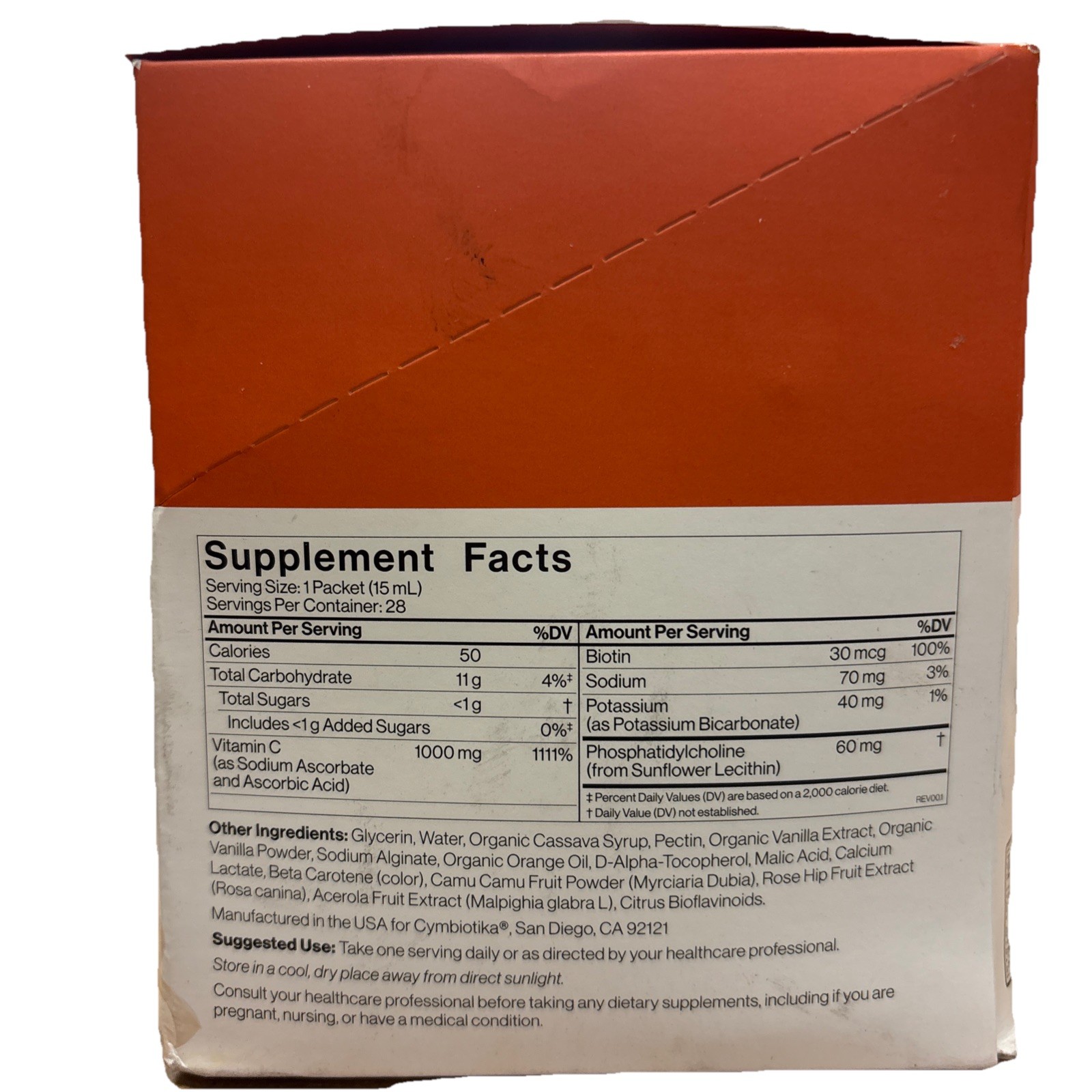 CYMBIOTIKA Liposomal Vitamin C Orange Vanilla Immune Collagen 14.2oz Exp 08/2026