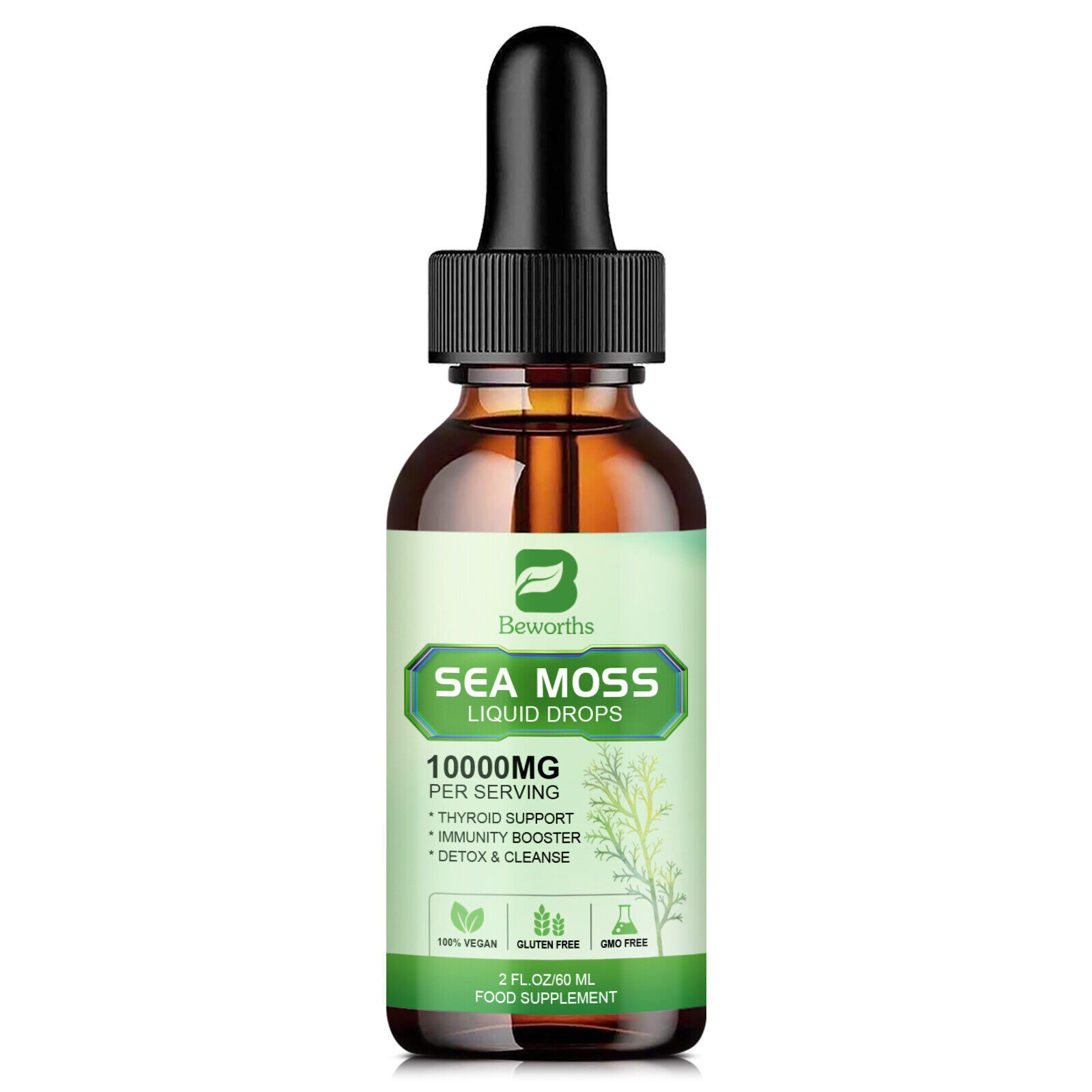 Sea Moss Liquid Drops +Black Elderberry Extract Immune Joint Digestion Support
