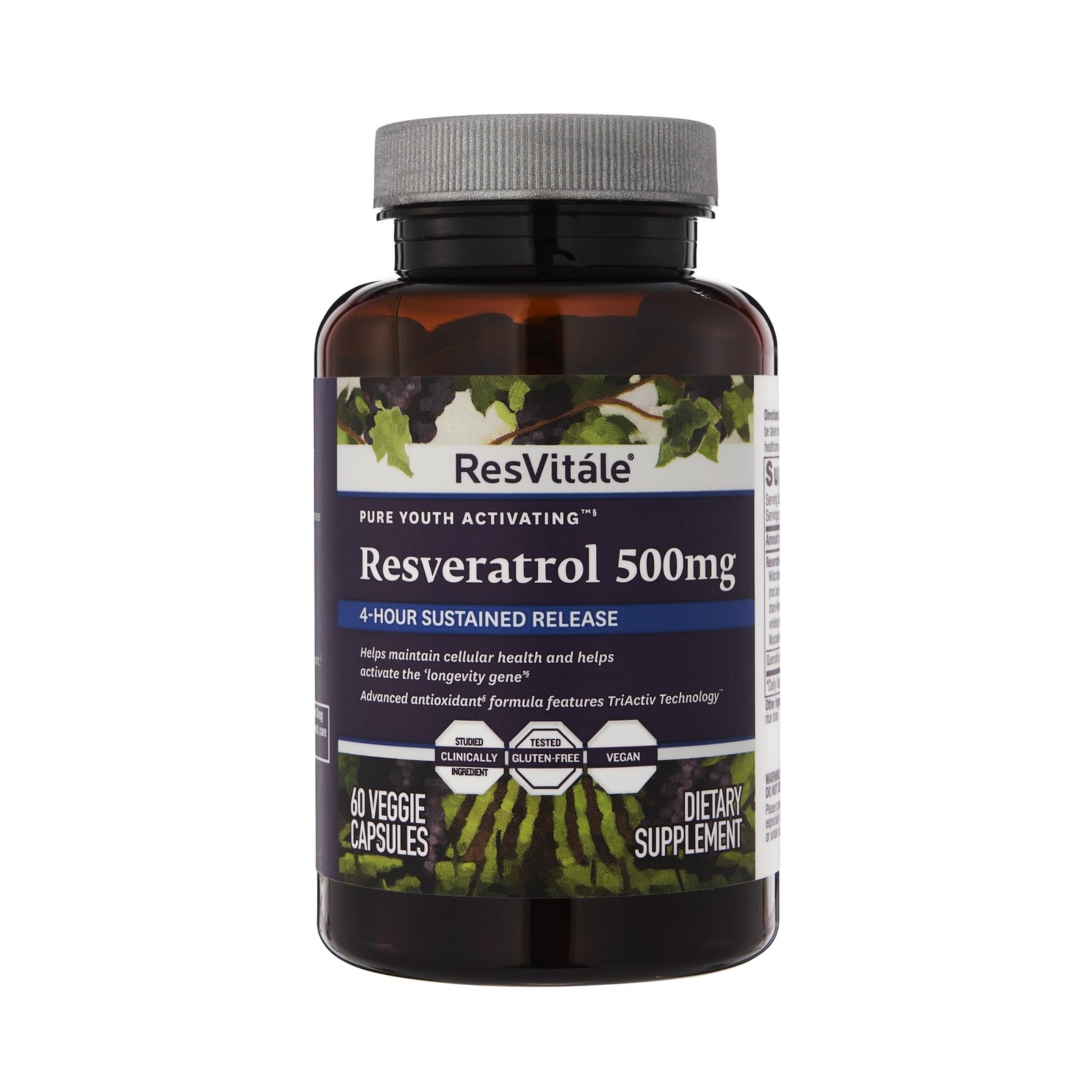 ResVitale Resveratrol 500mg – Antioxidant Supplement, 60 Vegetarian Capsules