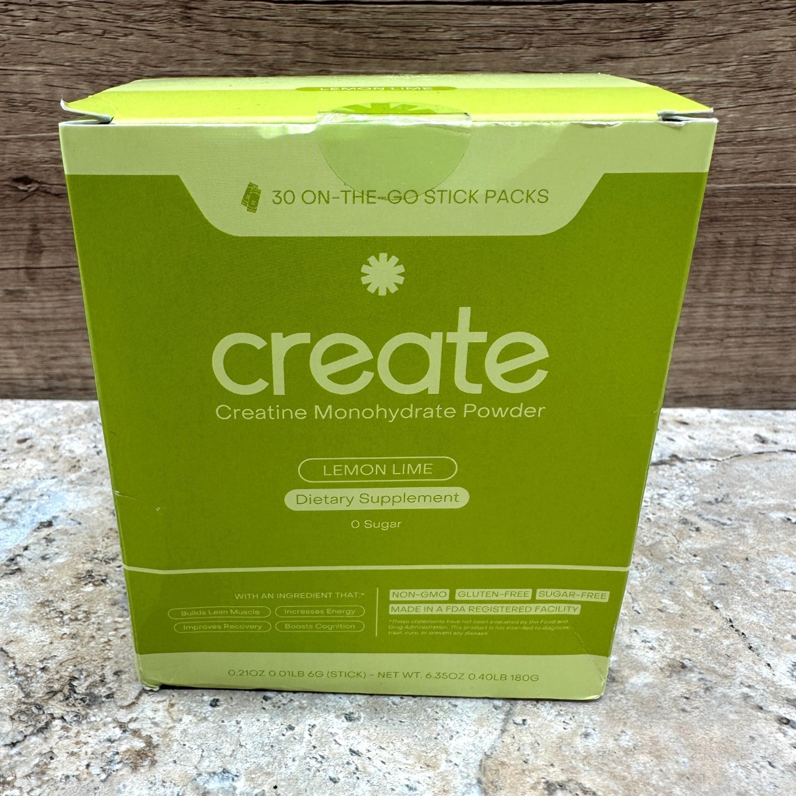 Create Creatine Monohydrate On-The-Go Stick Packs – Lemon Lime (30 Stick Packs)