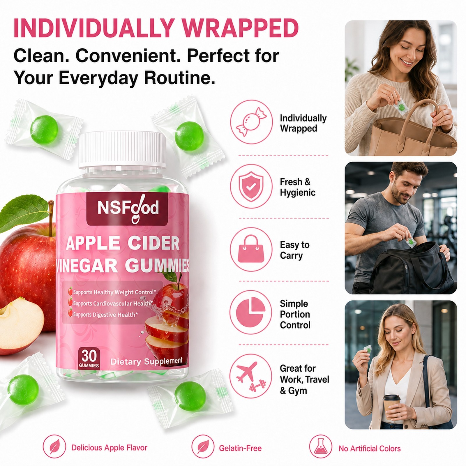 Apple Cider Vinegar ACV Gummies with the Mother Gut Health & Natural Energy Keto