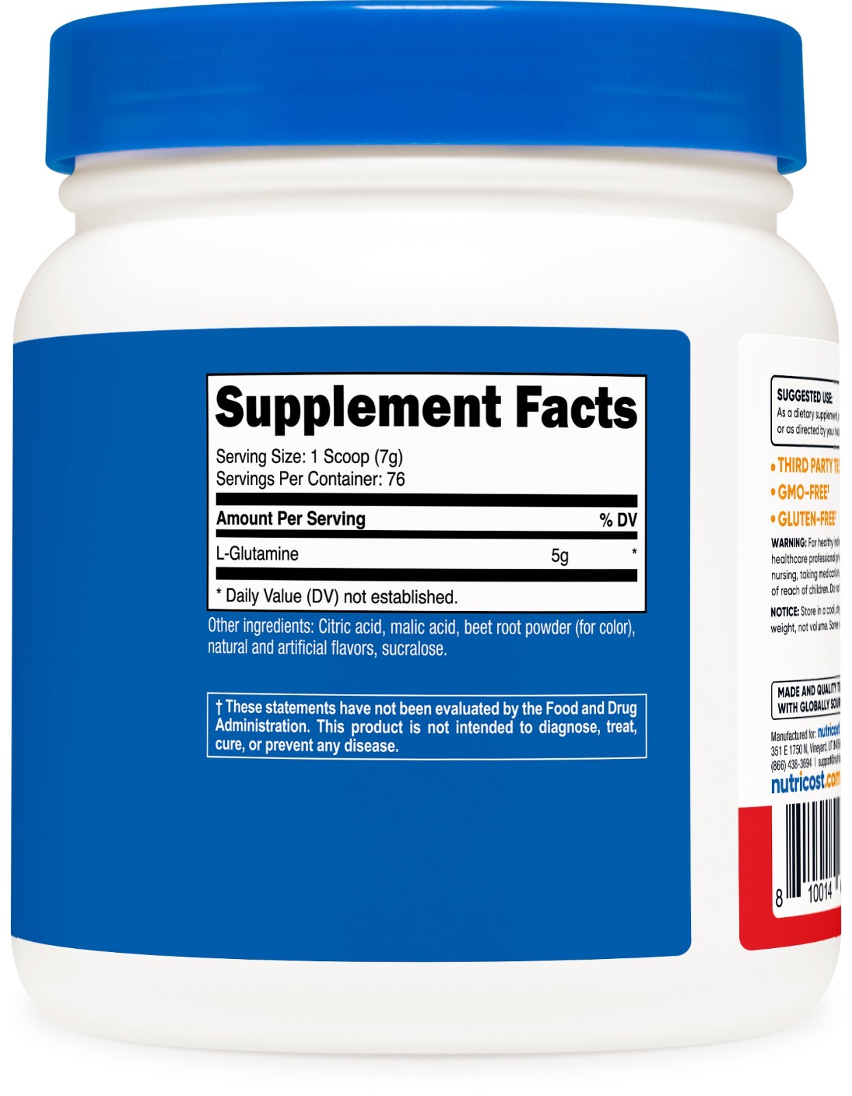 Nutricost L-Glutamine Powder (500G) (Fruit Punch)