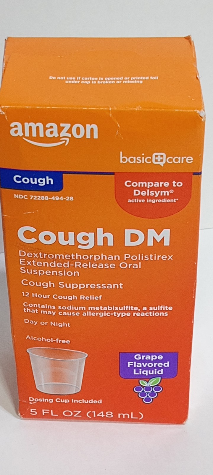 Amazon Basic Care Cough DM Dextromethorphan Polistirex Extended-Release Grape