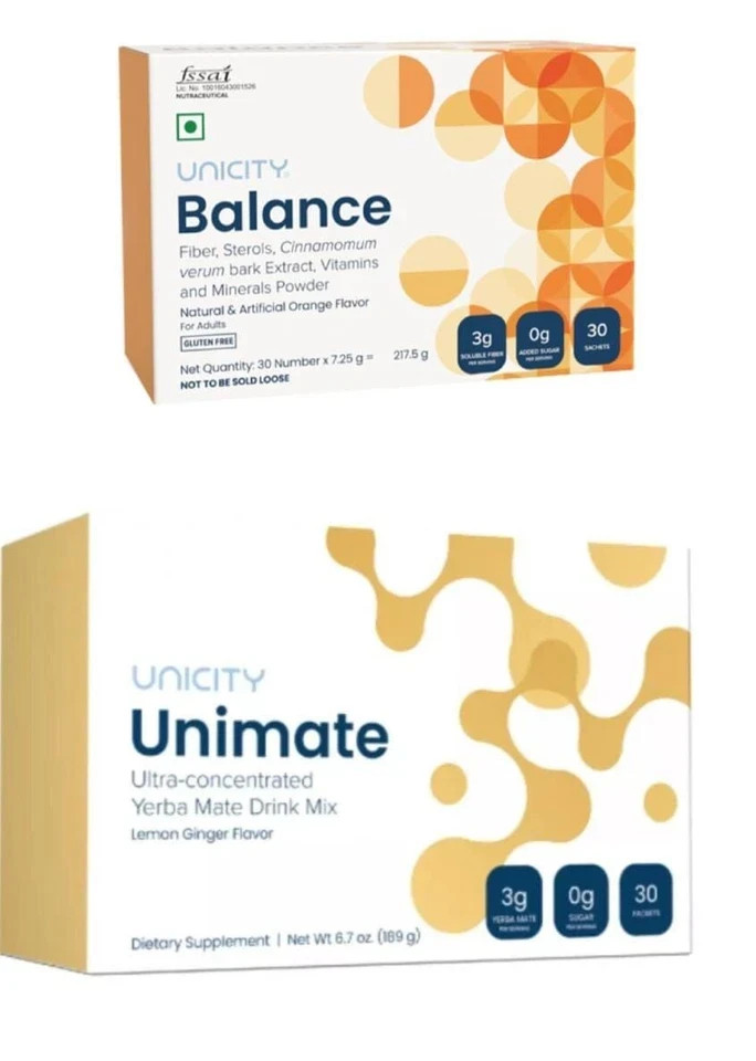 1X Unimate Yerba Mate Supplement LEMON GINGER 30 Sachet& 1X BALANCE (30 sachet)