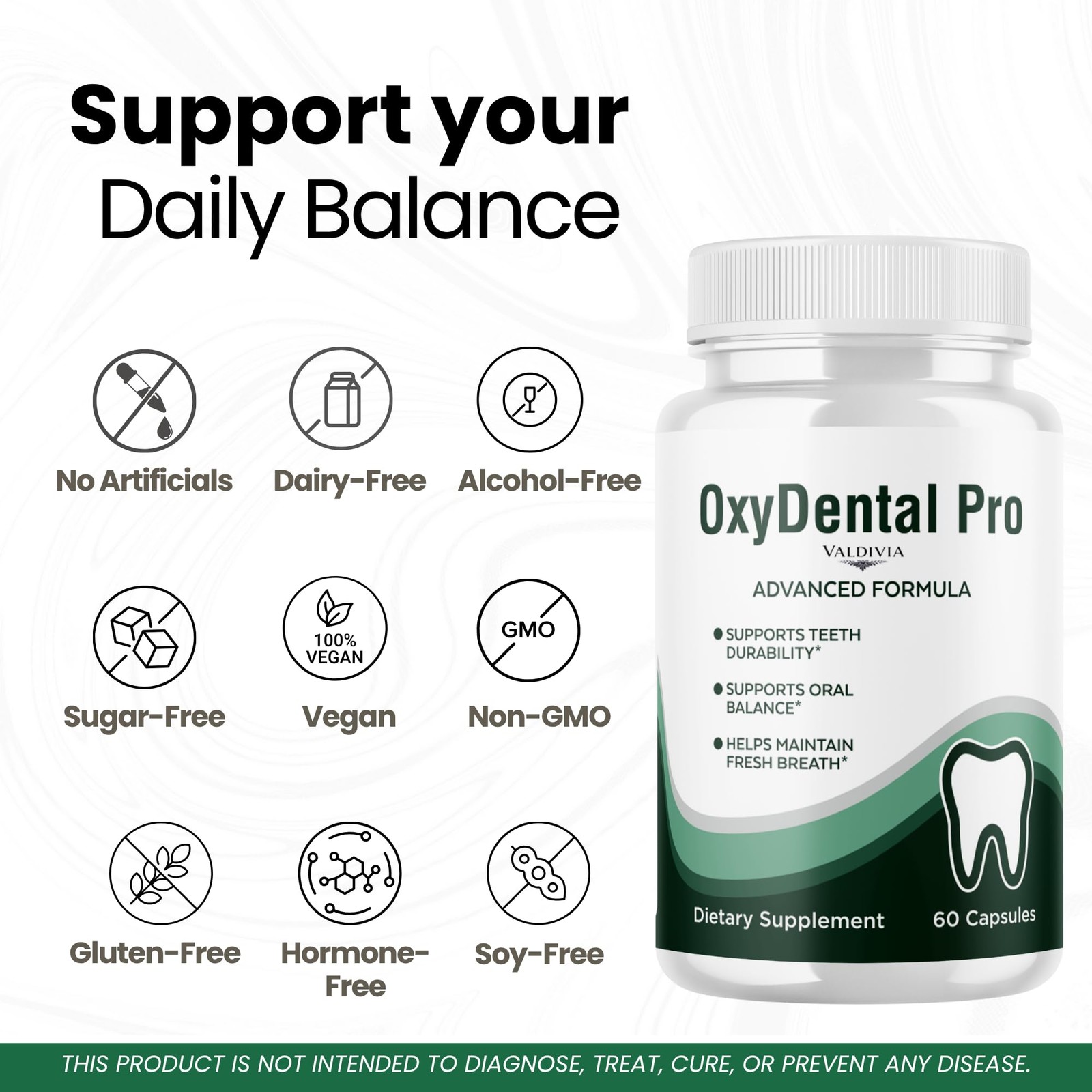 OxyDental Pro Oral Health Support Supplement Capsules Probiotics 1 Pack 60Ct