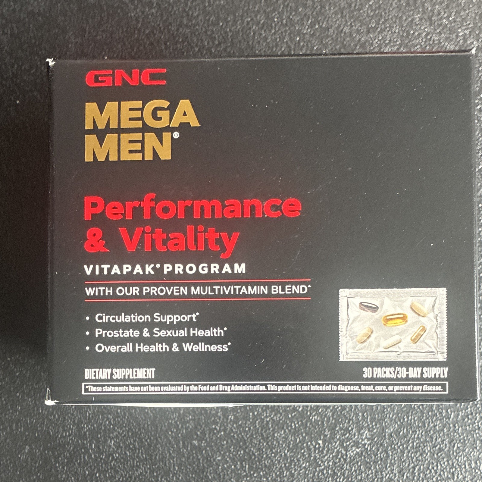 GNC Mega Men Performance & Vitality Vitapak Multivitamin 30 Pk ex 11/26