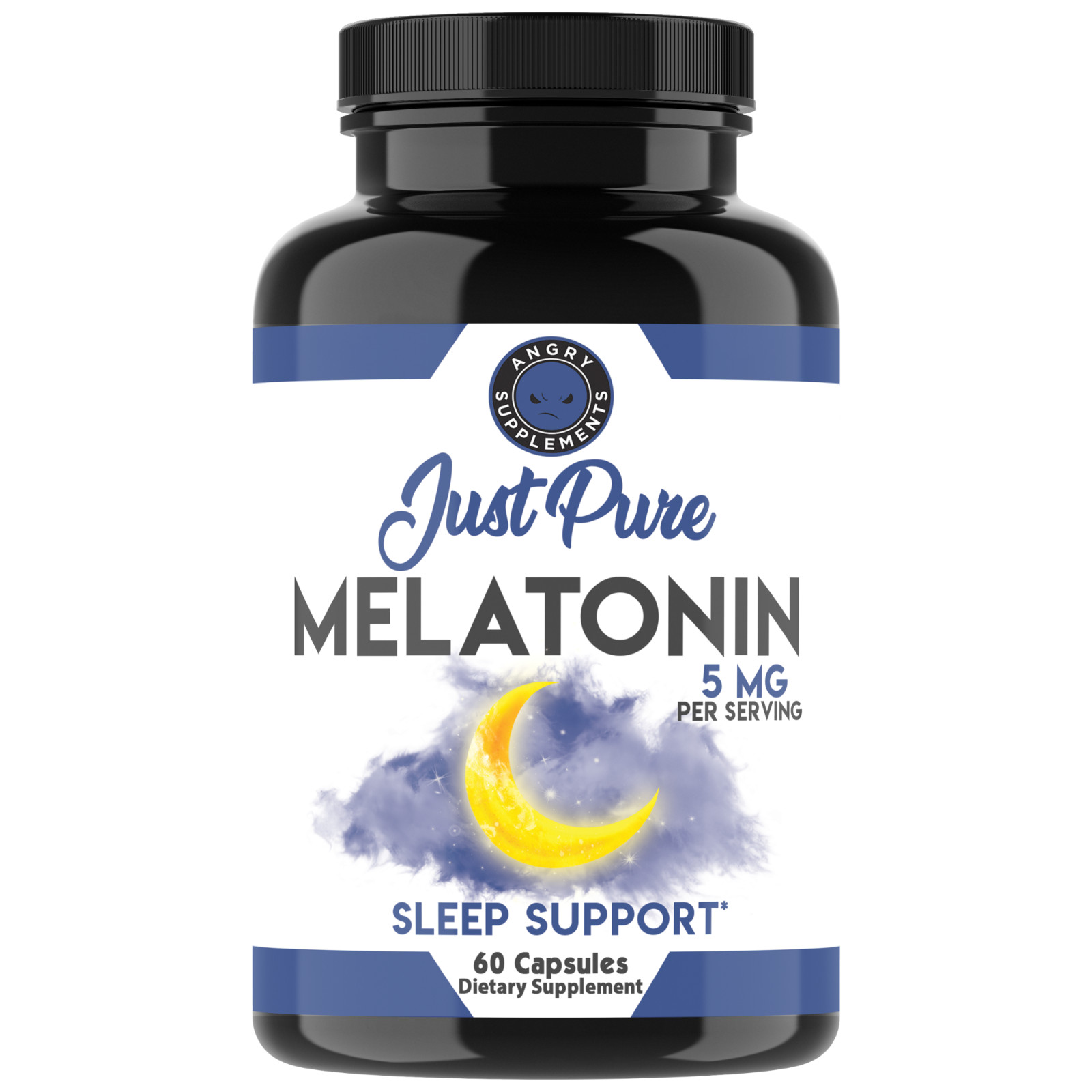 Angry Supplements Just Pure Melatonin 5mg 360 Capsules Total Night Sleep Aid 6pk