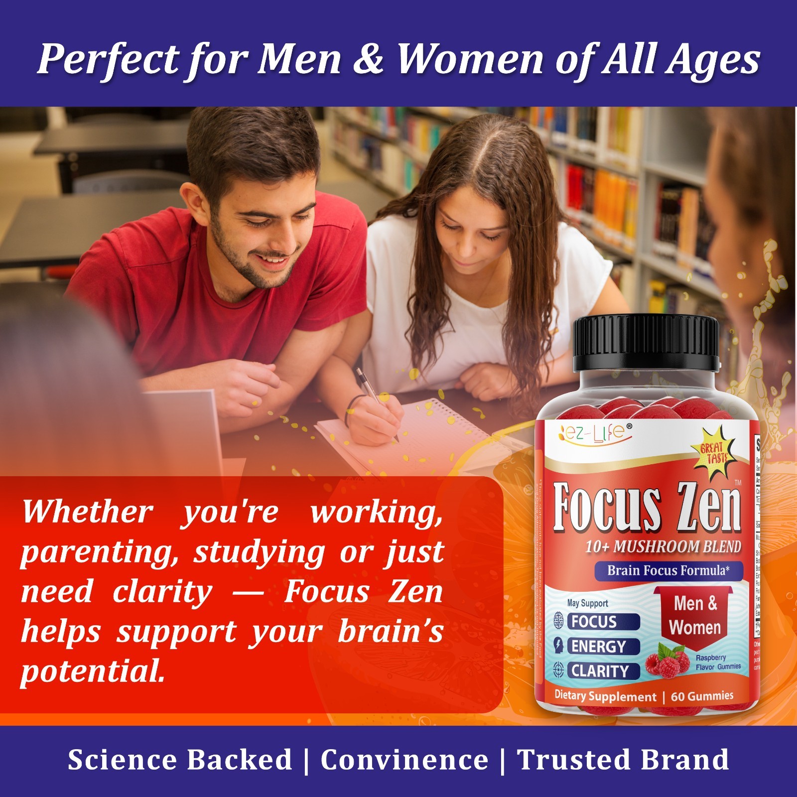 Mushroom Supplement Support Mental Alertness, Brain Health Mental Clarity, Focus