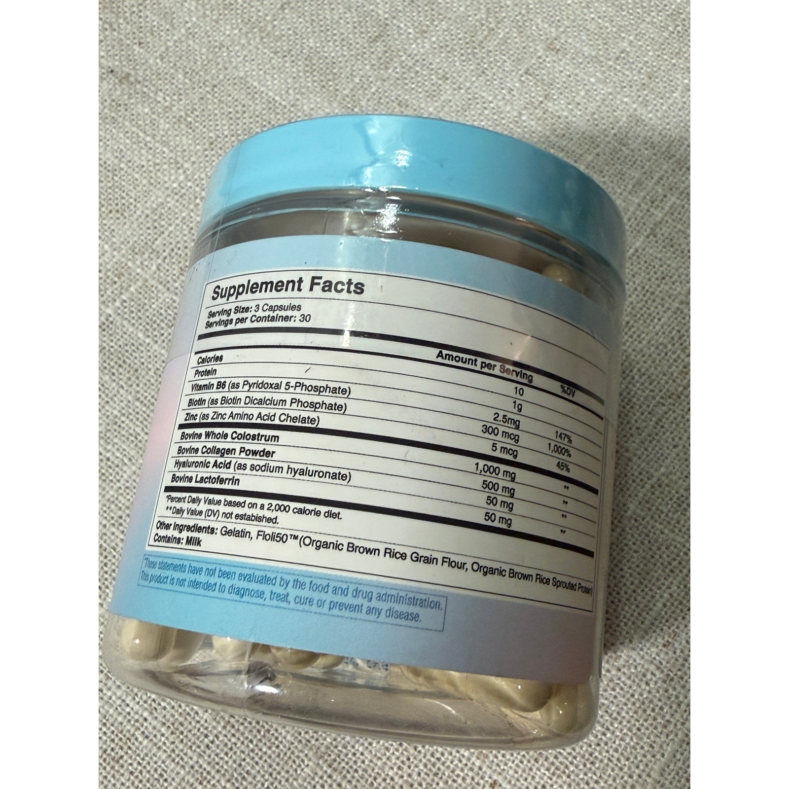 WonderCow WonderGlow Colostrum Collagen Hyaluronic Acid Skin Supplement 90ct