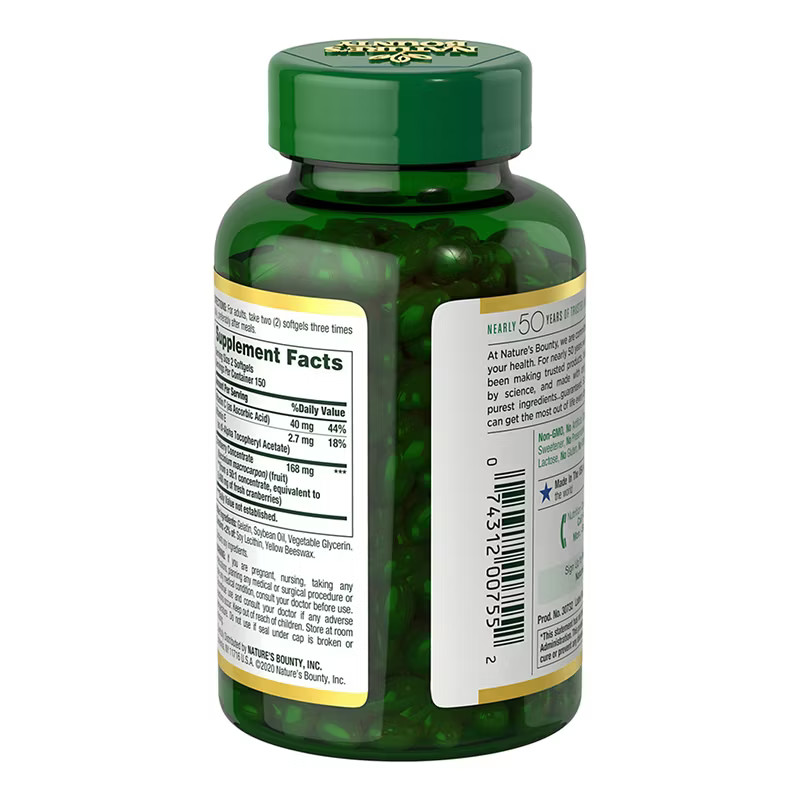 Nature’s Bounty Cranberry Fruit 4200 mg 300 Softgels Rapid Release EXP-08/2027