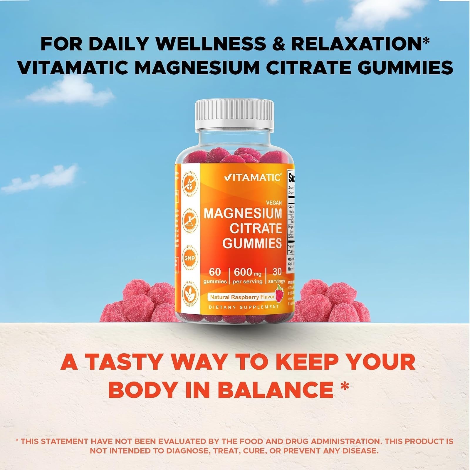 Vitamatic Magnesium Gummies 600mg – Vegan Relaxation & Energy Support