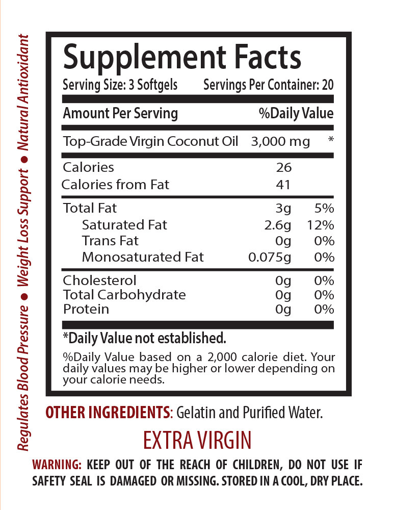 pills for body care – Coconut Oil 3000mg – anti-wrinkle 3 Bottles 180 Capsules