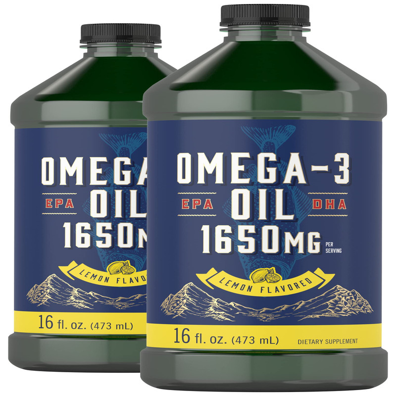 Carlyle Omega 3 Fish Oil Liquid 1650Mg 32 Fl Oz 2 X 16 Fl Oz Bottles Lemon