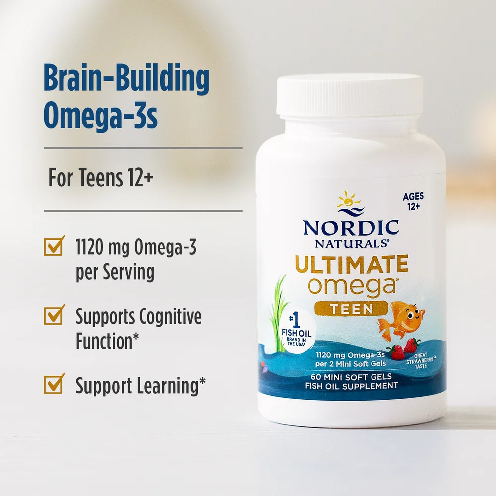 Nordic Naturals Ultimate Omega-2x Teen – Omega 3 Formula for Teenagers, 60 Ct