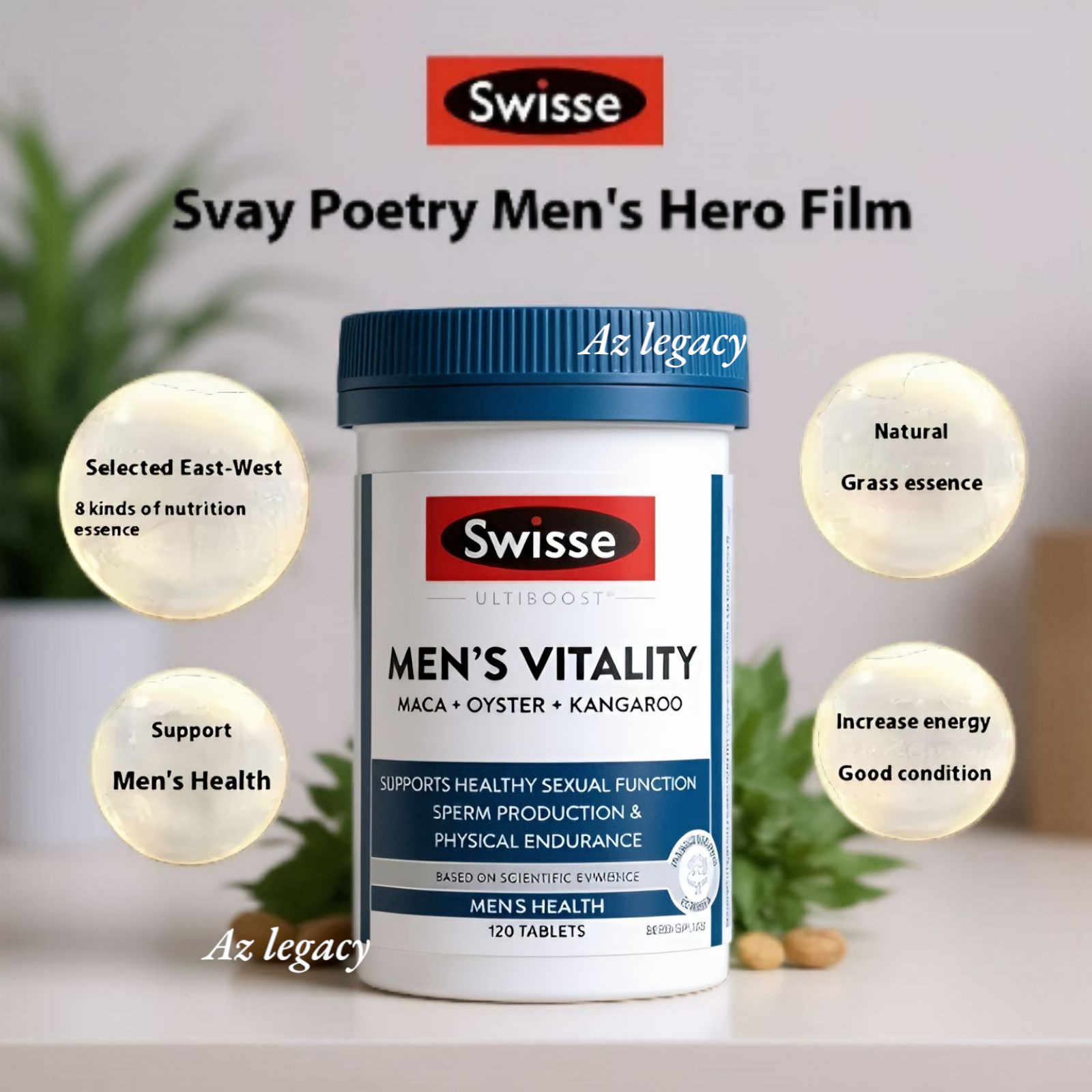Swisse Ultiboost Men’s Vitality Maca + Oyster + Kangaroo 120Tablets BUY 3 FREE 1