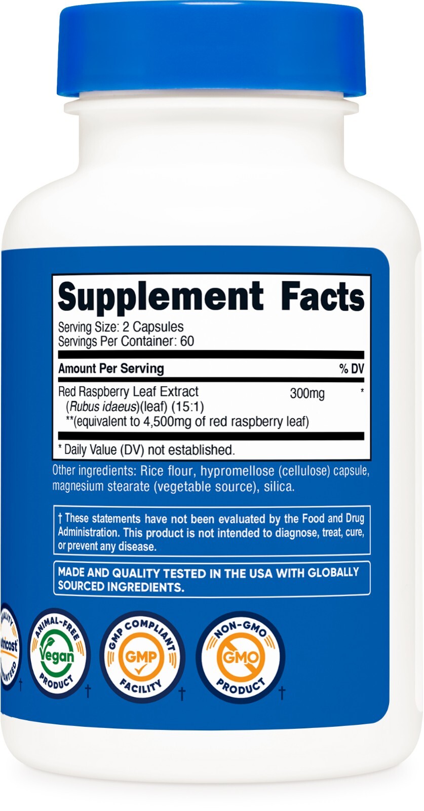 Nutricost Red Raspberry Leaf Extract (4500mg Equivalent) 120 Capsules – Vegan